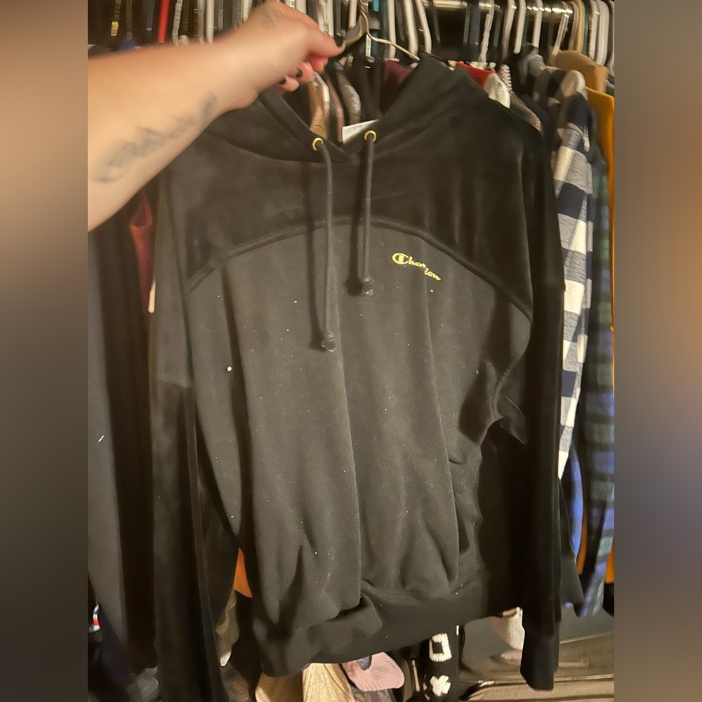 CHAMPION HOODIE WITH VELOUR BACK AND TOP